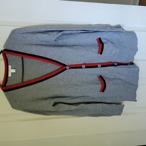 Nordstrom 1901 Varsity Cardigan Grey Navy Red size Medium